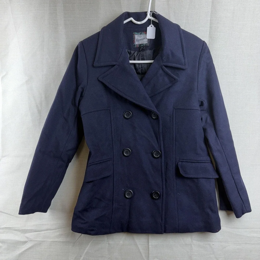 Rothschild Pea Coat Girls 16 Blue Wool Double Breasted‎ Winter Warm Coat Jacket